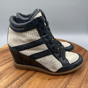 Sam Edelman Bolton Womens Size 8.5 M Wedge Heel High Top Sneakers Suede Leather
